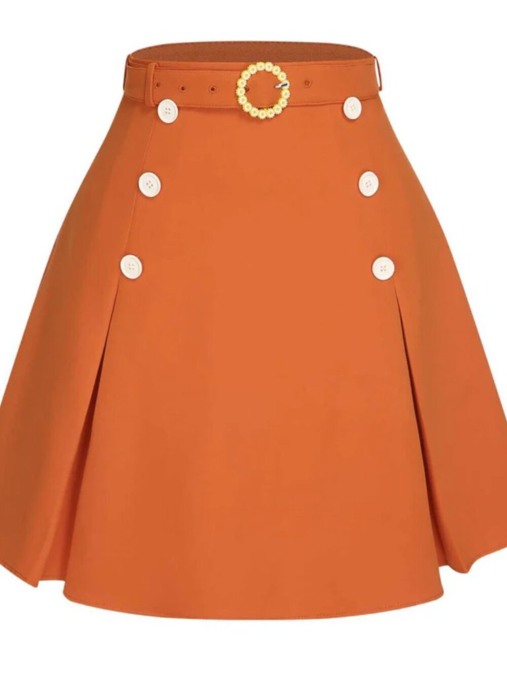 Retro Stage Orange Sailor Mod Pleated Mini Skirt with Belt NWT Size M